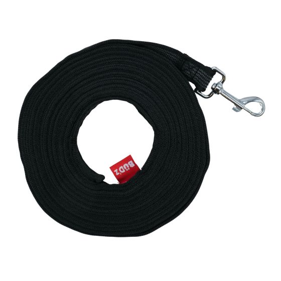 Bud'Z Long Training Leash with Anti-Slip Strips Black 30-ft x 1-in
