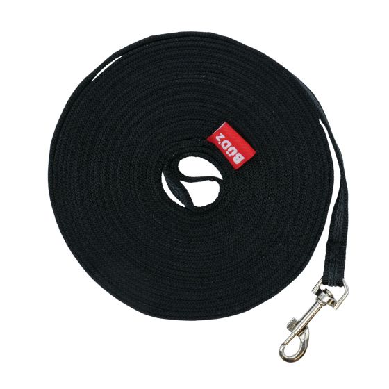 Bud'Z Long Training Leash with Anti-Slip Strips Black 30-ft x 1/2-in
