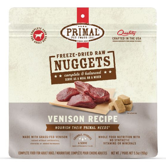 Primal Raw Freeze-Dried Nuggets Venison Formula Dog Food, 14-oz (Size: 14-oz)