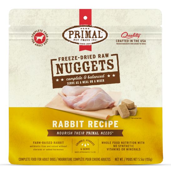 Primal Raw Freeze-Dried Nuggets Rabbit Formula Dog Food, 5.5-oz (Size: 5.5-oz)
