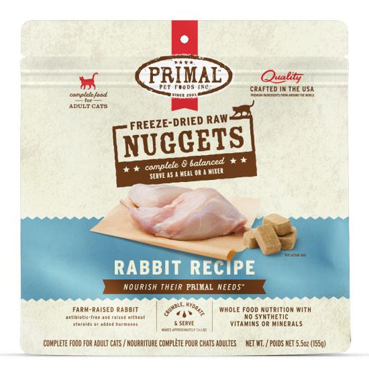 Primal Raw Freeze-Dried Nuggets Rabbit Formula Cat Food, 5.5-oz (Size: 5.5-oz)