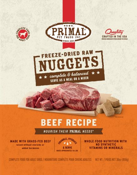 Primal Freeze Dried Beef Nuggets Dog, 30-oz