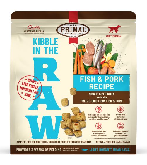 Primal - Kibble In The Raw - Fish & Pork Recipe - Dog - 5.4-lb