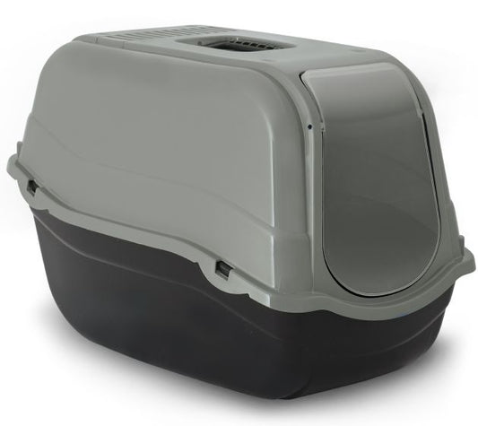 Bergamo Romeo Litter Pan With Top Green Cat 1pc 57x39x41cm