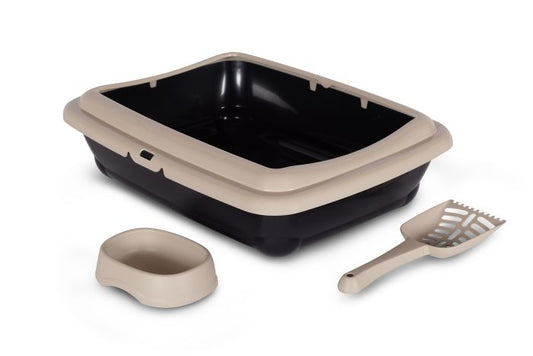 Bergamo Birba Litter Pan Starter Kit Mocaccino Cat 1pc 46x36x12cm
