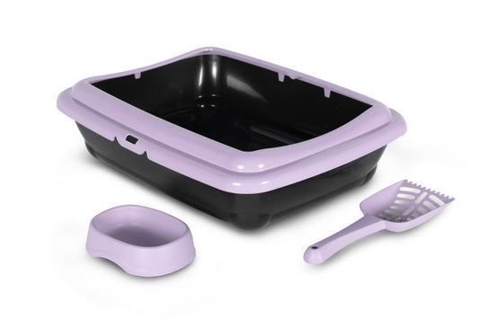Bergamo Birba Litter Pan Starter Kit Lilac Cat 1pc 46x36x12cm