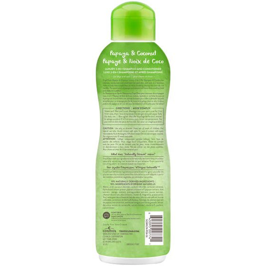 Tropiclean Papaya & Coconut Luxury 2-in-1 Pet Shampoo & Conditioner, 20-oz