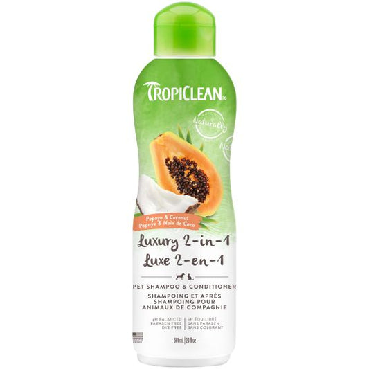 Tropiclean Papaya & Coconut Luxury 2-in-1 Pet Shampoo & Conditioner, 20-oz (Size: 20-oz)