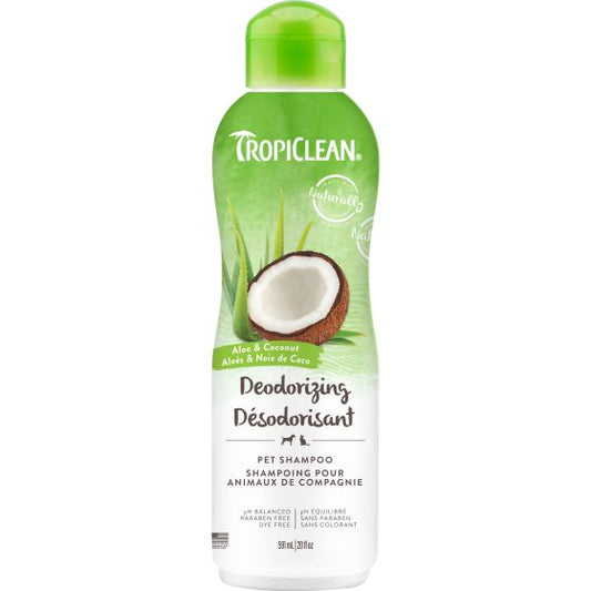 Tropiclean Aloe & Coconut Deodorizing Pet Shampoo, Naturally Derived Ingredients, 20-oz