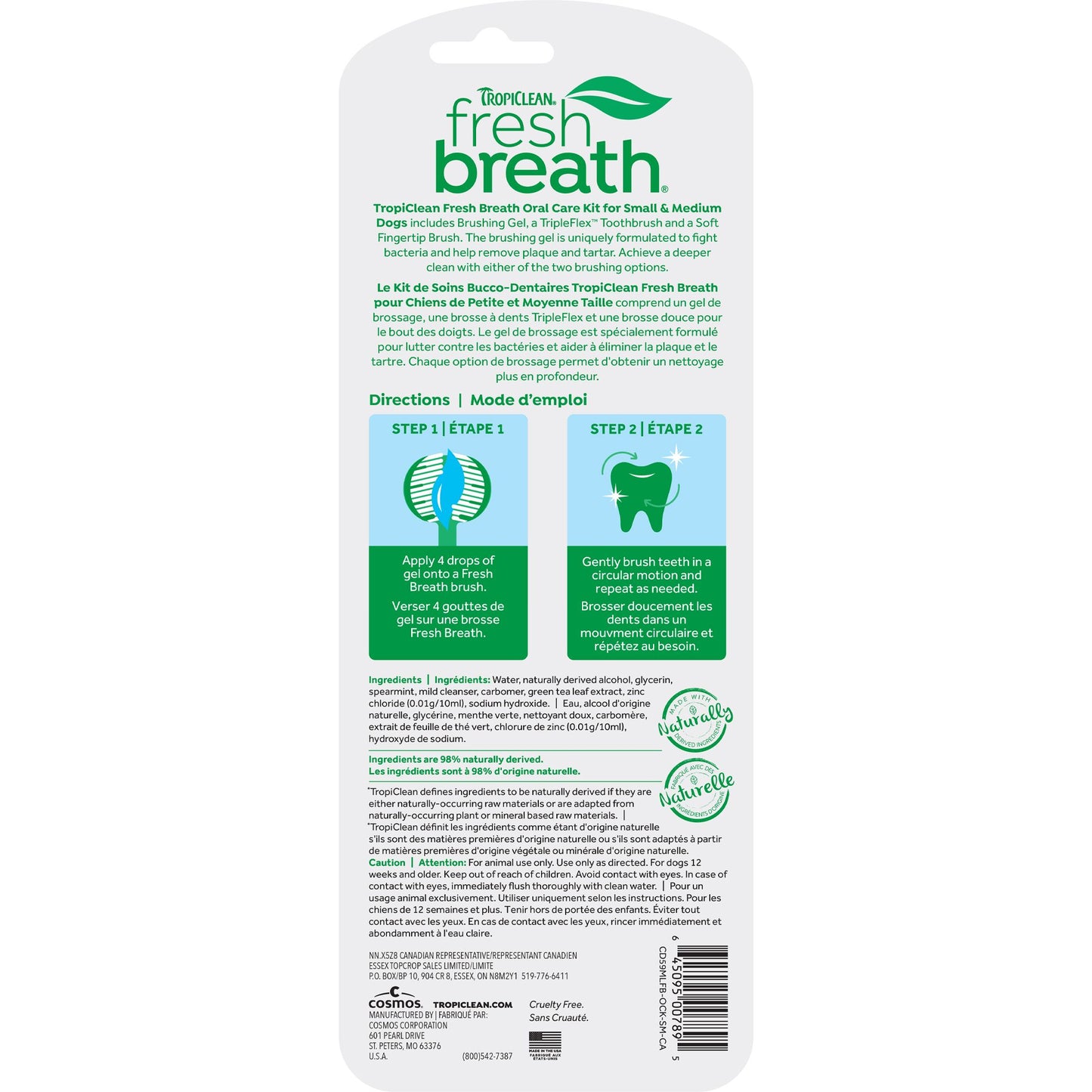 Tropiclean Fresh Breath Oral Care Kit for Small & Medium Dogs, 2oz
