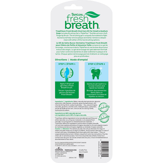 Tropiclean Fresh Breath Oral Care Kit for Small & Medium Dogs, 2oz