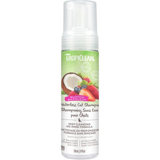 Tropiclean Waterless Cat Shampoo, Deep Cleansing Berry & Coconut Scent, 7.4-oz