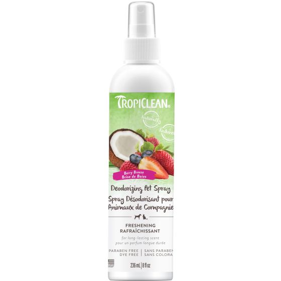 Tropiclean Berry Breeze Deodorizing Pet Spray, Naturally Derived Ingredients, Long Lasting 8-oz