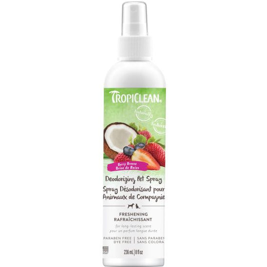 Tropiclean Berry Breeze Deodorizing Pet Spray, Naturally Derived Ingredients, Long Lasting 8-oz