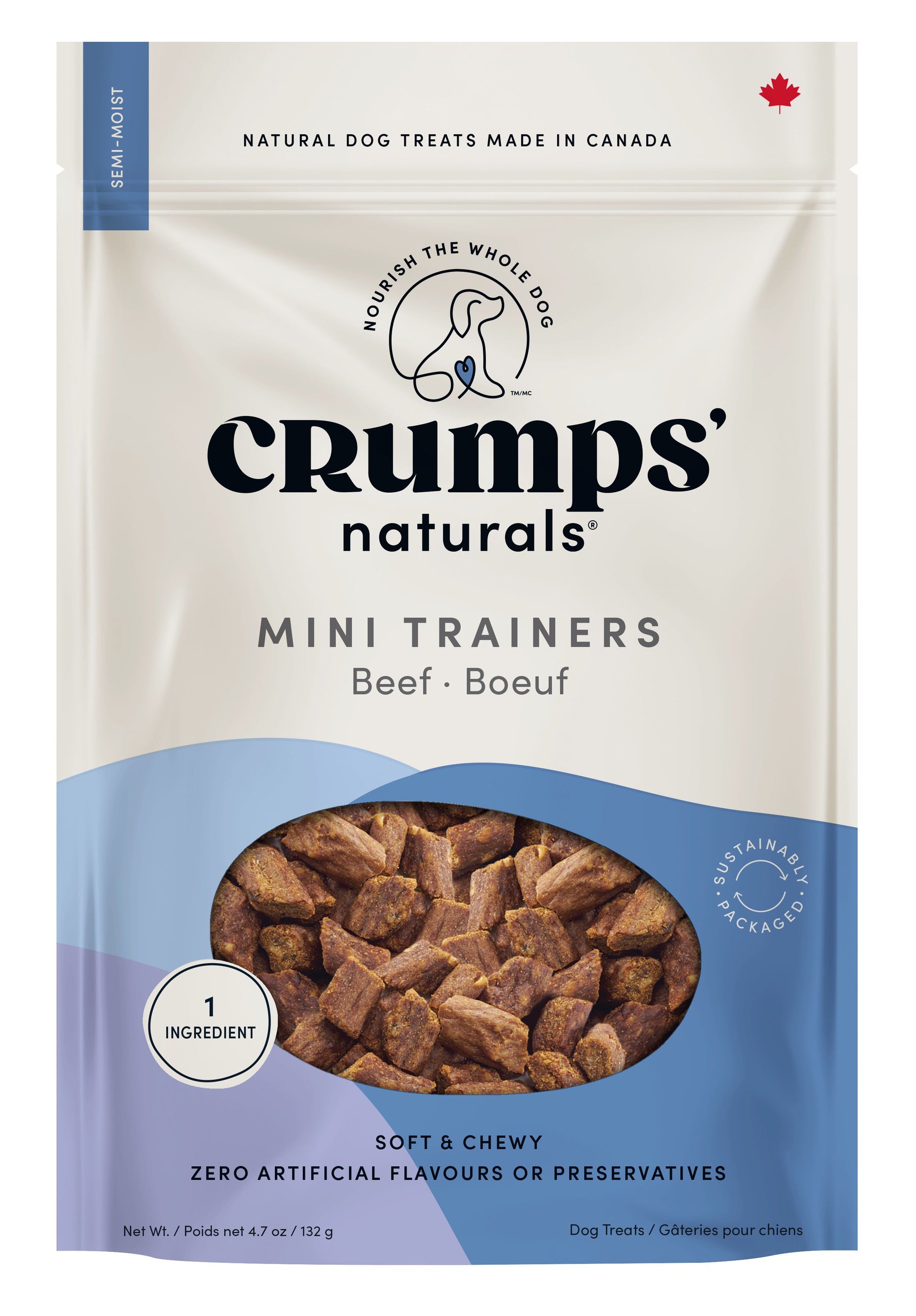 Crumps Mini Trainers Beef Semi Moist Dog, 132-g