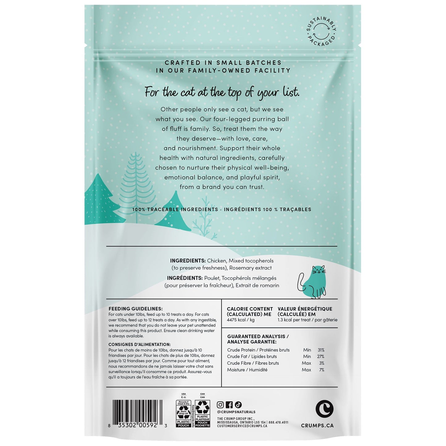 Crumps Holiday Festive Freeze Dried Chicken Cat Treats, 30-g