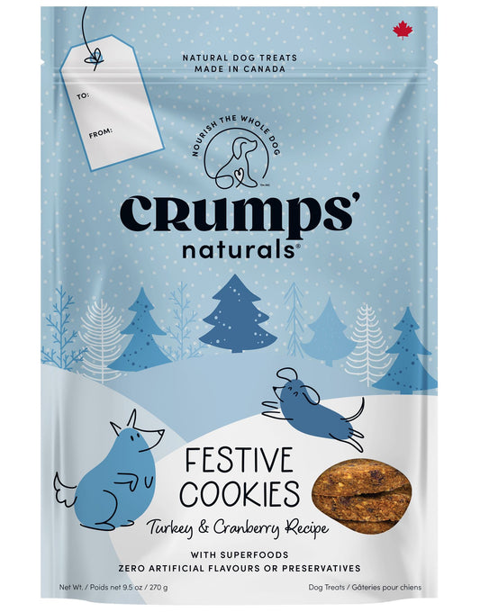 Crumps Holiday Festive Cookies Turkey & Cranberries Treat Dog, 270-g