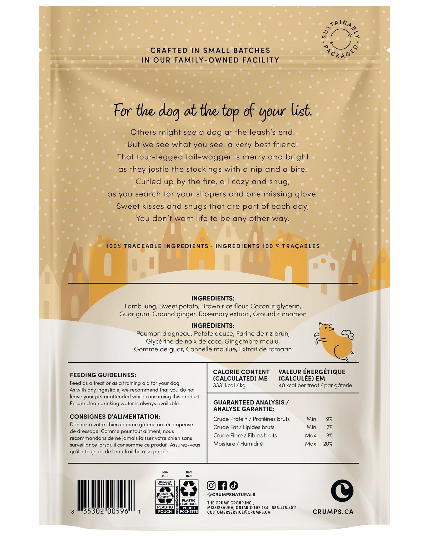 Crumps Holiday Festive Cookies Lamb & Ginger Dog Treat, 270-g