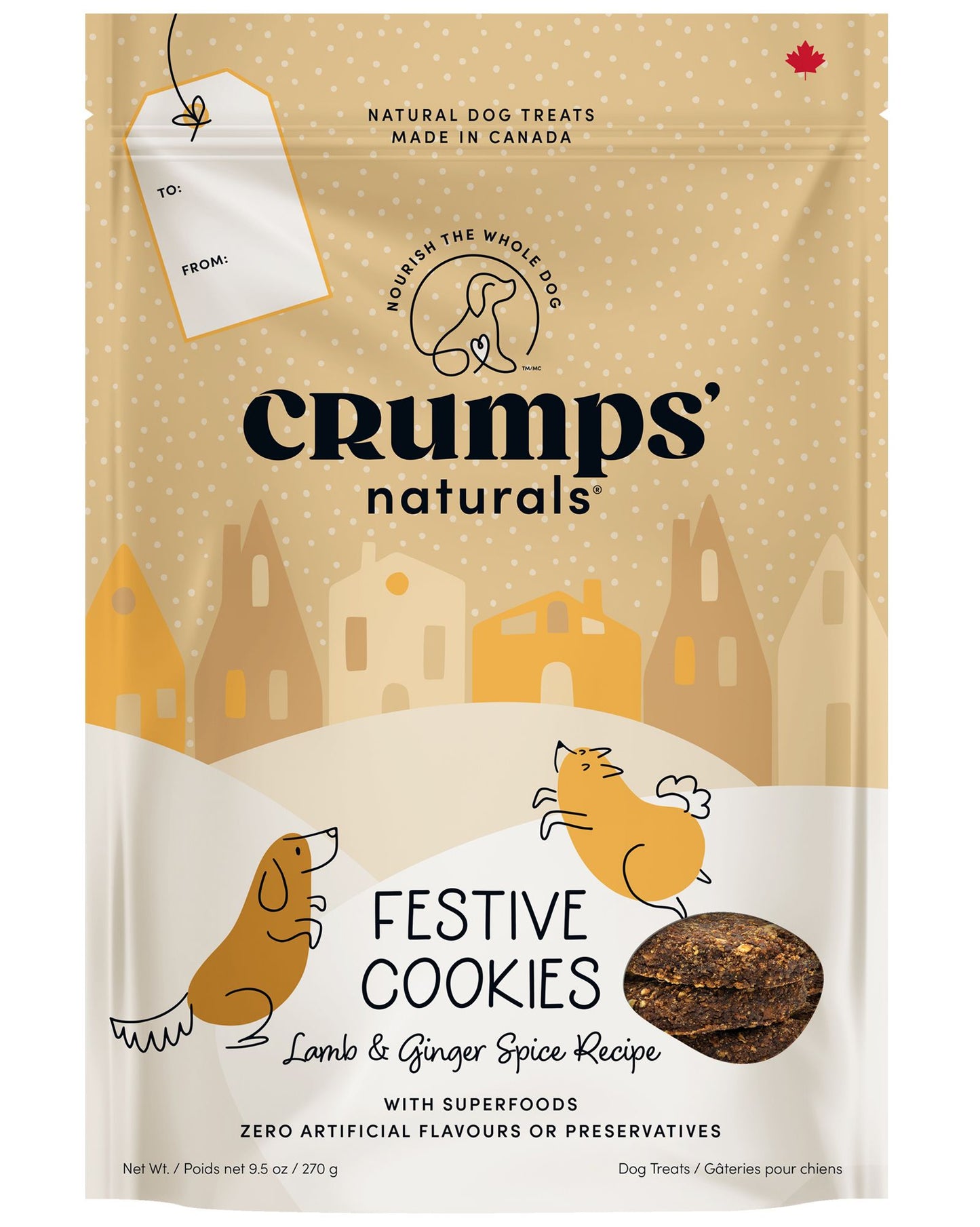 Crumps Holiday Festive Cookies Lamb & Ginger Dog Treat, 270-g