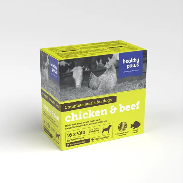 Healthy Paws Canine Complete Variety Pack Beef & Chicken Frozen Raw Dog Food 16 x 1/2-lb Orono Ontario