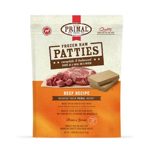 Primal Beef Formula Patties Raw Frozen Dog Food, 6-lb