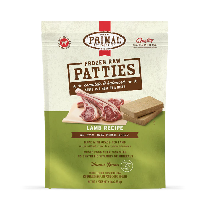 Primal Frozen Raw Patties Lamb Recipe Dog Food 6-lb Newcastle Ontario