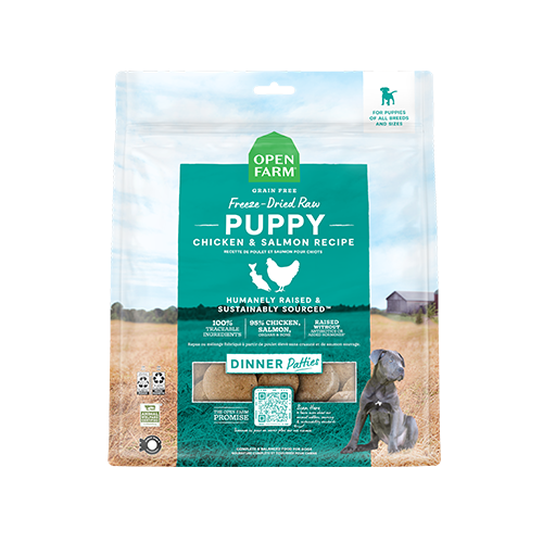 Open Farm Puppy Chicken & Salmon Freeze-Dried Raw Patties Dog Food, 10.5-oz