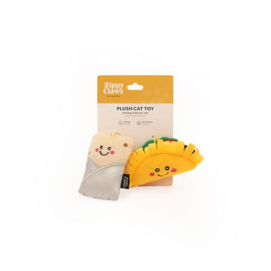 ZippyClaws NomNomz - Taco and Burrito Cat Toys - 2 Pack