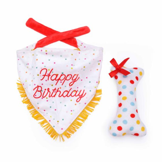 Zippy Paws Birthday Bandana & Bone - 2-pk