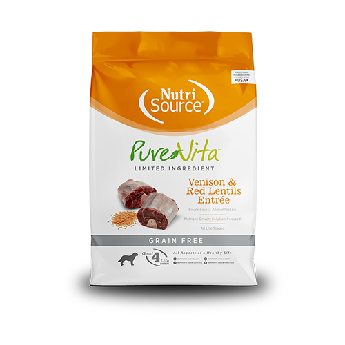 NutriSource® PureVita™ Limited Ingredient Venison & Red Lentils Entrée Grain Free Dry Dog Food, 25-lb