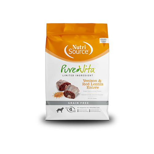 NutriSource® PureVita™ LID Venison & Red Lentils Grain Free Dry Dog Food, 4-lb