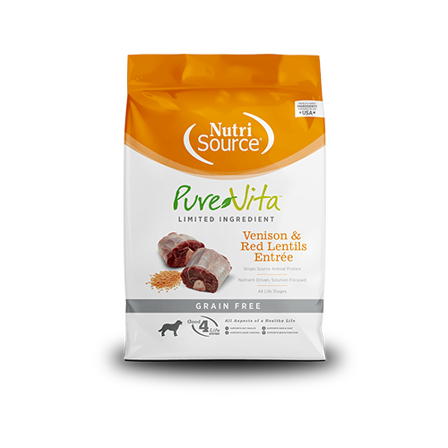 NutriSource® PureVita™ Limited Ingredient Venison & Red Lentils Entrée Grain Free Dry Dog Food, 12-lb