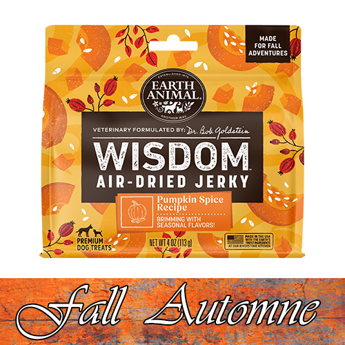 Earth Animal® Wisdom™ FALL Pumpkin Spice Recipe Air-Dried Jerky Dog Treat, 4-oz