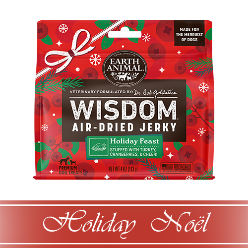 Earth Animal® Wisdom™ HOLIDAY Holiday Feast Recipe Air-Dried Jerky Dog Treat, 4-oz