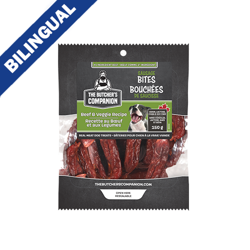 THE BUTCHER'S COMPANION Sausage Bites Beef & Veggie Recipe, 150-gm