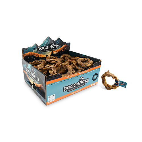 DOGGINSTIX Braided Lamb Collagen Ring Natural Dog Chew