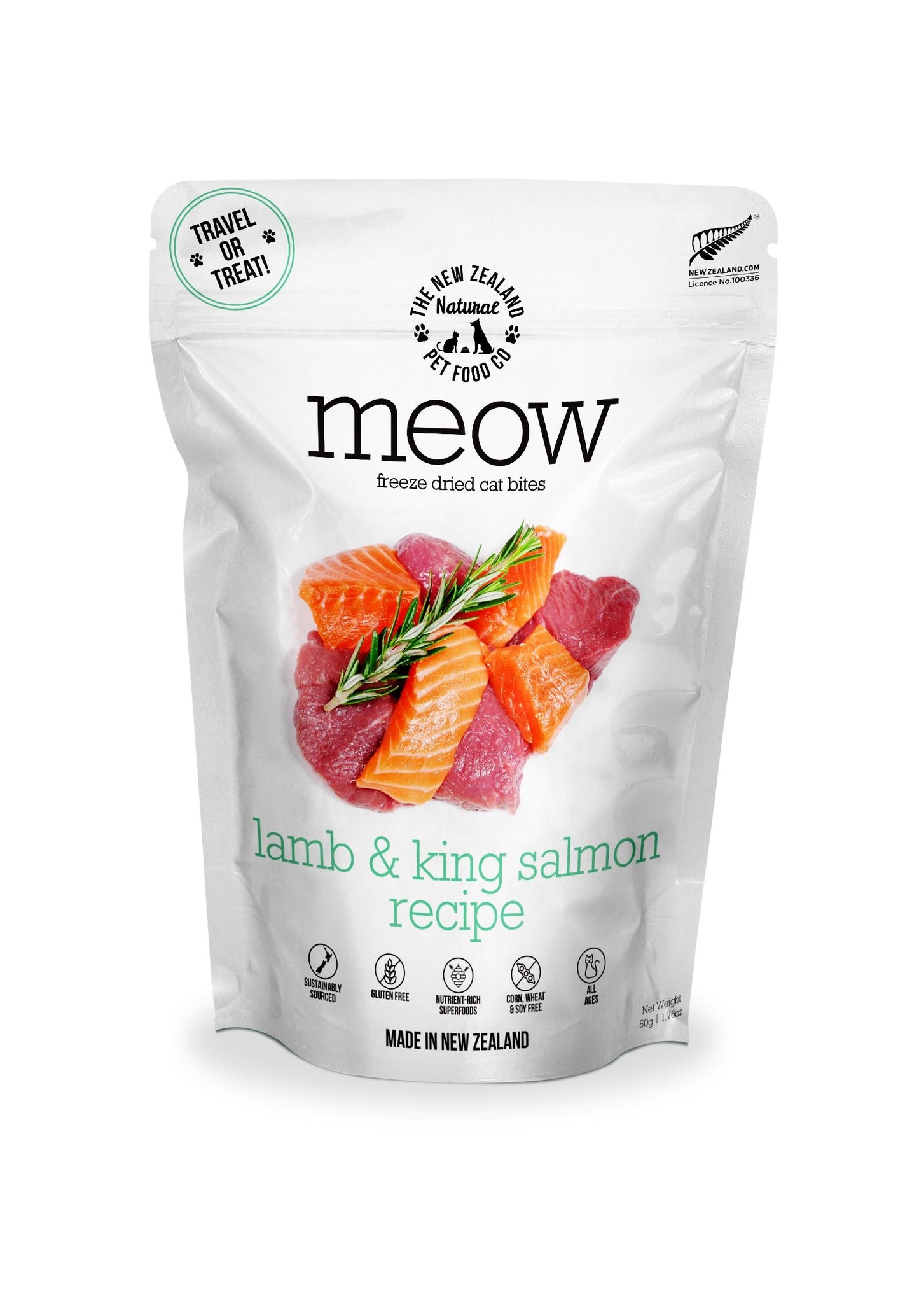 NZ Natural Purr (formerly Meow) Lamb & King Salmon Freeze-Dried Cat Food 50-g