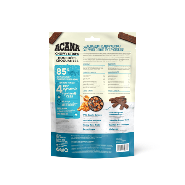 ACANA Chewy Strips Dog Treats Salmon Recipe, 113-g