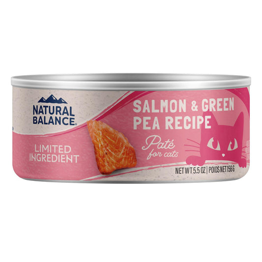 Natural Balance L.I.D. Limited Ingredient Salmon & Green Pea Pate Wet Cat Food, 5.5-oz