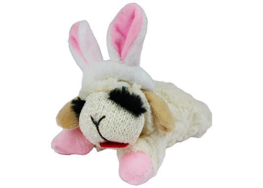 Multipet Lamb Chop Easter Bunny Ears Plush Dog Toy 6-in