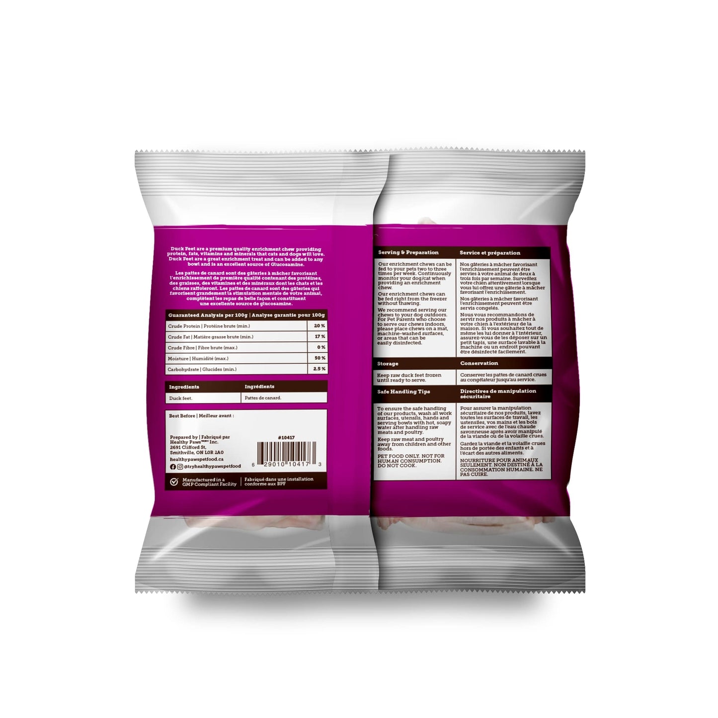 Healthy Paws Enrichment Raw Duck Feet 1 lb