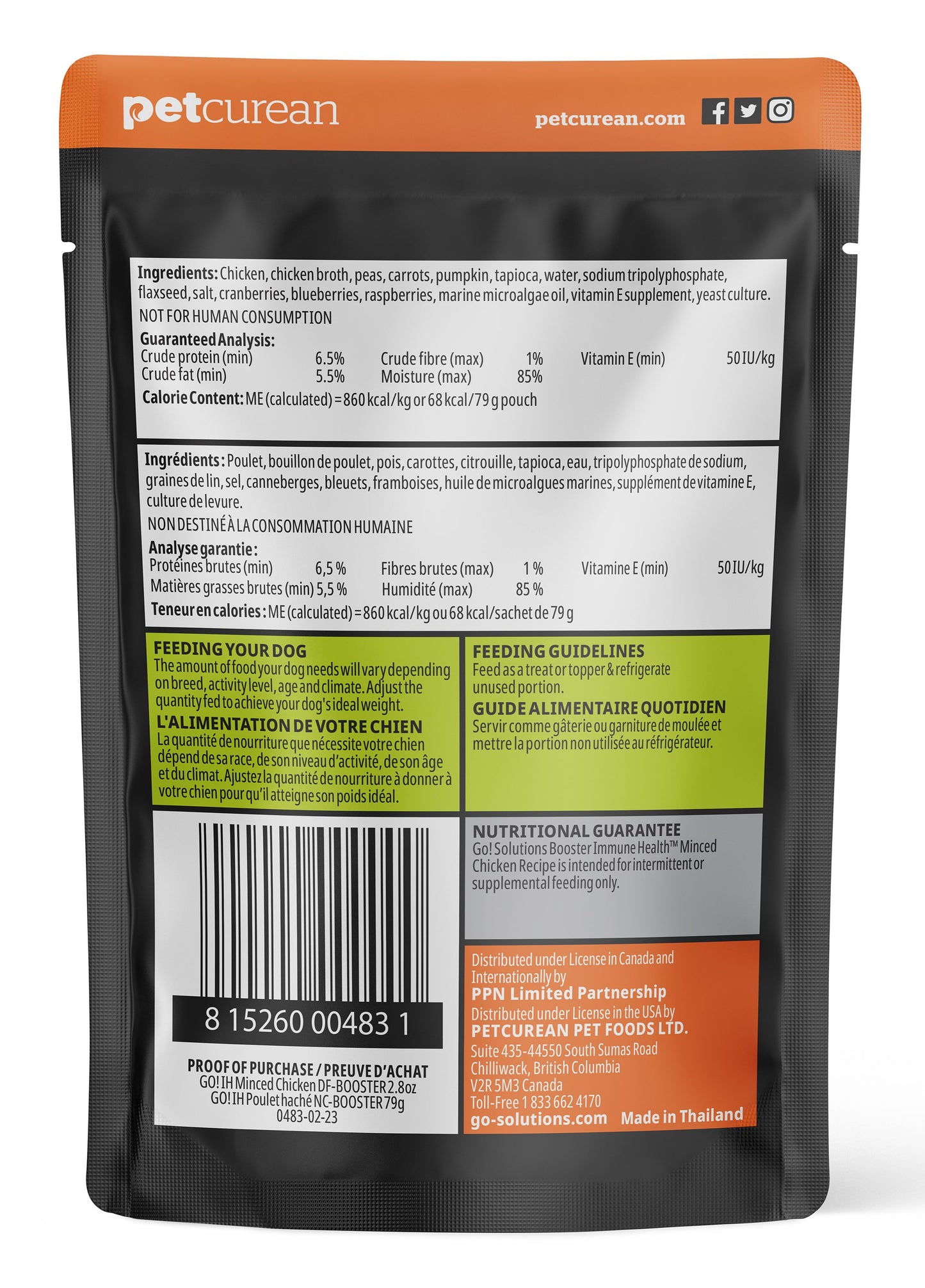 Go! Booster Immune Health Minced Chicken With Gravy Meal Topper Dog 24, 2.-8oz