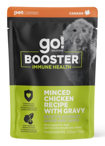 Go! Booster Immune Health Minced Chicken With Gravy Meal Topper Dog 24, 2.-8oz