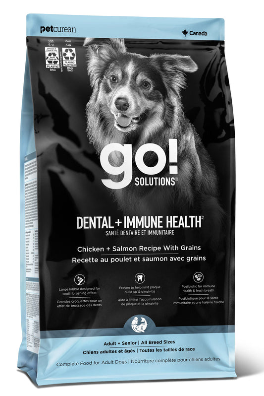 Go! Solutions Dental + Immune Health Chicken + Salmon Recipe With Grains Dog Food 18 lb
