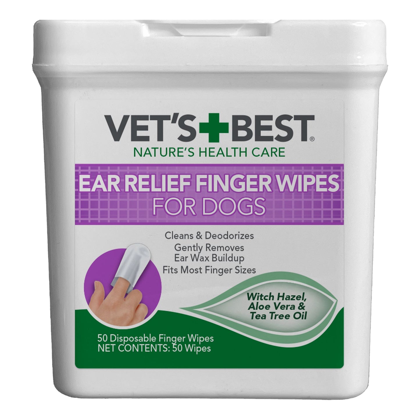 Vets Best, Ear Relief Finger Wipes For Dogs & Cats 50ct