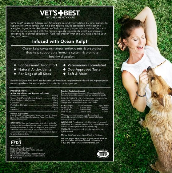 Vet's Best Seasonal Allergy Support Soft Dog Chews, 4.02oz