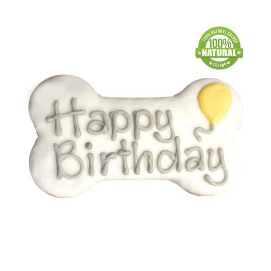 Bosco & Roxy's Happy Birthday Bone Dog Treats, White, 6-in (Size: 6-in)