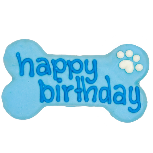 Bosco & Roxy's - Happy Birthday Bone Biscuit - Blue - 6"