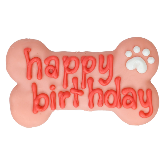 Bosco & Roxy's - Happy Birthday Bone Biscuit - Pink - 6"