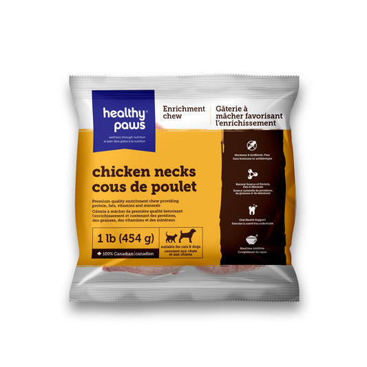 Healthy Paws Enrichment Chicken Necks, 1-lb